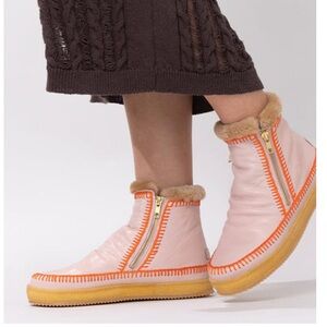 Free people NWT Laidback London Setsu Crochet Side Zip Ankle Rose & Orange ❤️